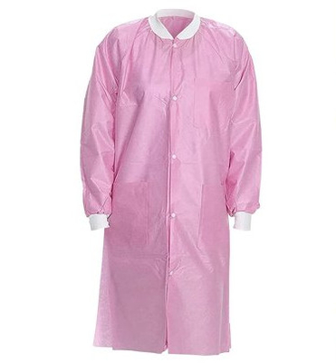 vestido descartável do laboratório 45gsm, revestimento não tecido do laboratório com 3 bolsos