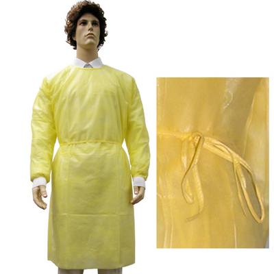 Vestido longo 16-45gsm do isolamento das luvas dos vestidos descartáveis estéreis do CPE para o hospital &amp; a clínica