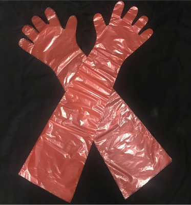 Luvas plásticas descartáveis apertadas da água, luvas veterinárias longas do LDPE